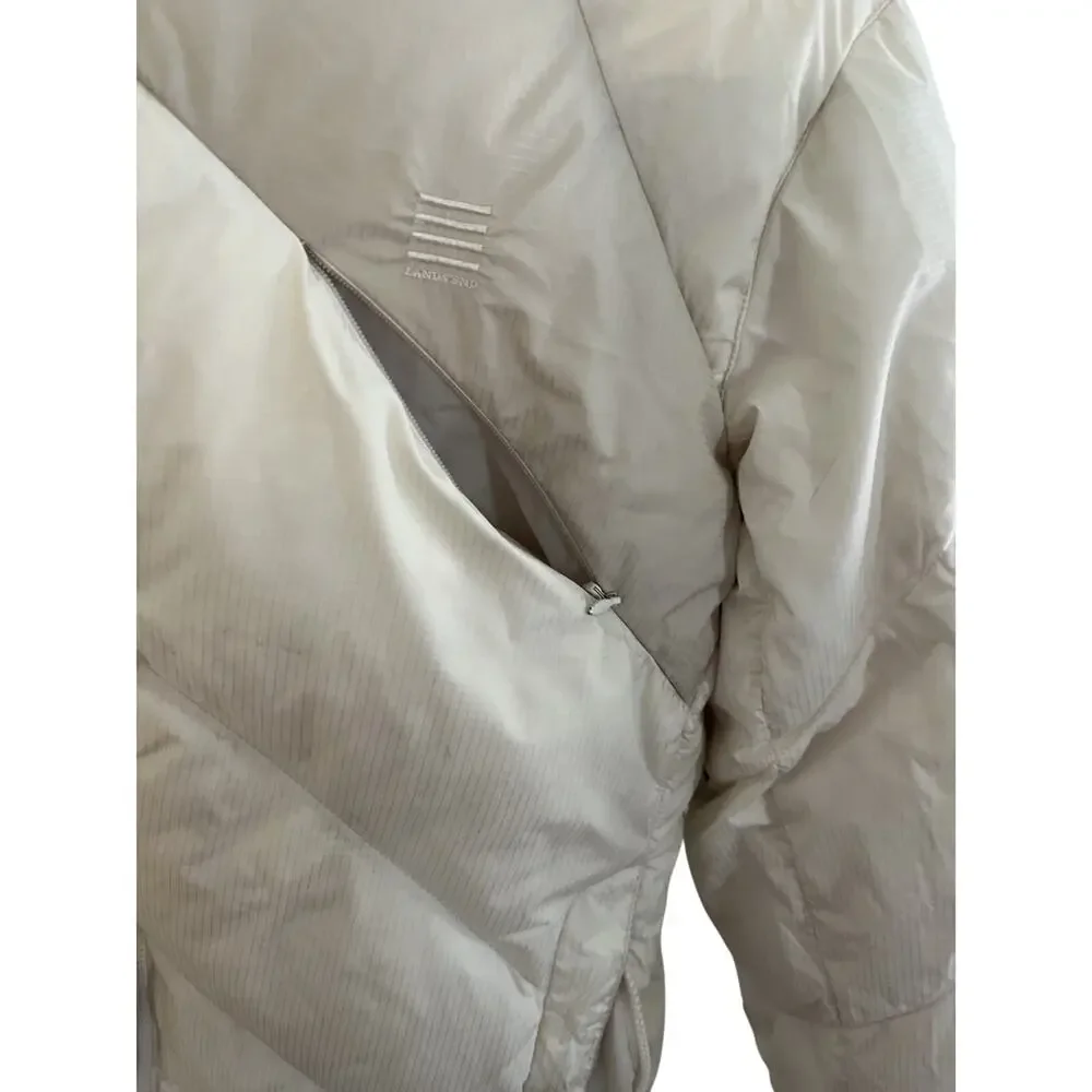 Lands End Girls Jacket Ski 10/12 Puffer Down White Cream Outdoors Athleisure